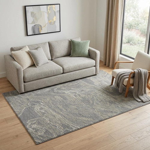 5' X 8' Gray Beige And Ivory Wool Abstract Hand Tufted Area Rug