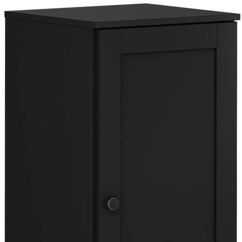 17" Black Solid Wood Free Standing Single Door Linen Cabinet
