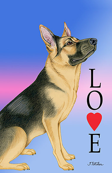 German Shepherd - Tomoyo Pitcher Love  Garden Flag 