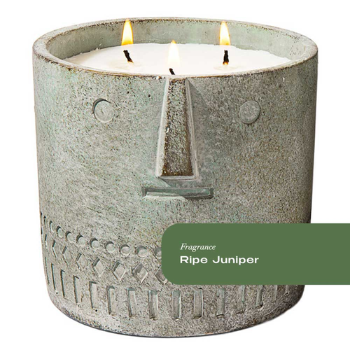 Ripe Juniper Stone Face Candle 
