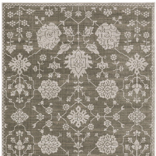 5' X 8' Gray And Light Gray Oriental Area Rug