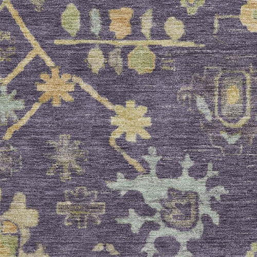 10' X 14' Purple Gold And Blue Floral Washable Area Rug With UV Protection