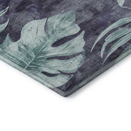 8' X 10' Blue And Green Floral Washable Area Rug With UV Protection