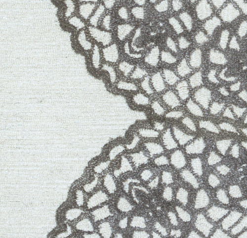 10' White And Ivory Wool Geometric Hand Tufted Round Rug