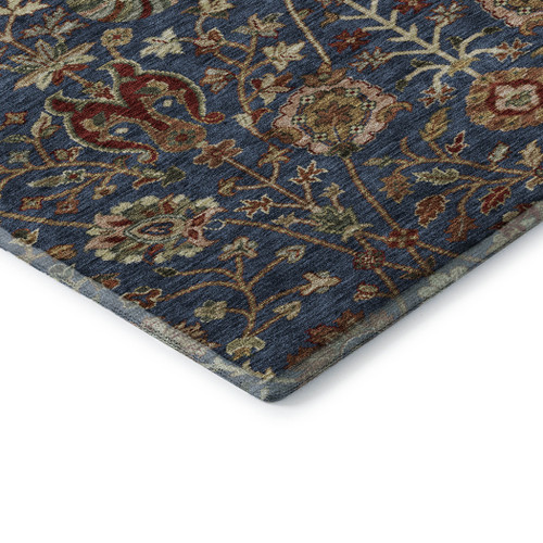 8' X 10' Navy Blue Red And Green Floral Washable Area Rug With UV Protection