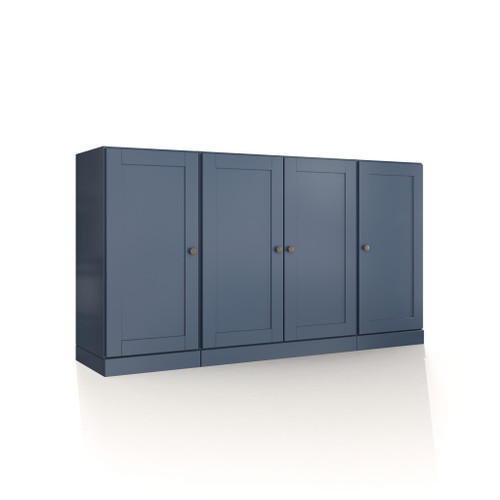 65" French Blue Solid Wood Two Drawer Sideboard With Four Doors