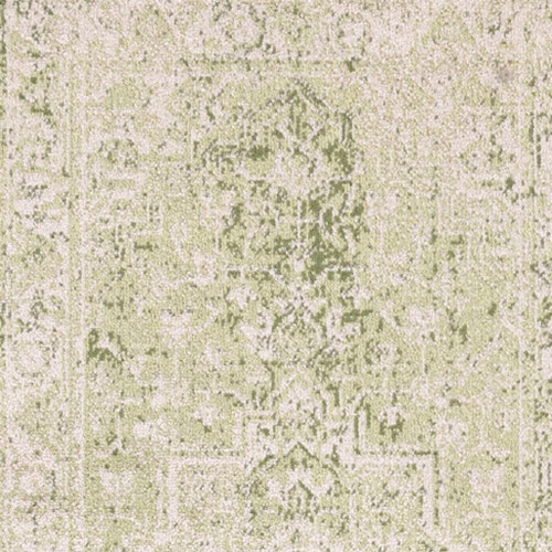 8' Green And Ivory Floral Runner Rug