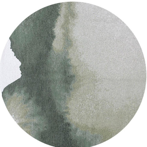 10' Green And White Abstract Washable Round Rug With UV Protection