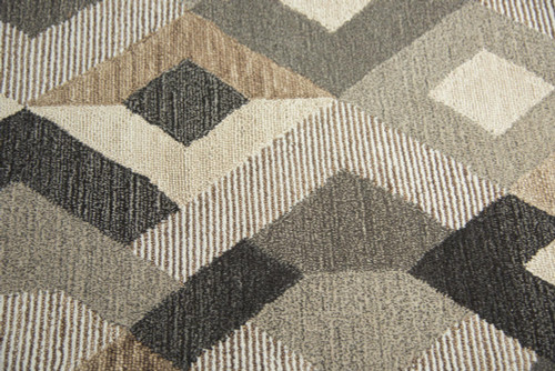 5' X 8' Natural Brown Beige Charcoal And Gray Wool Geometric Hand Tufted Area Rug