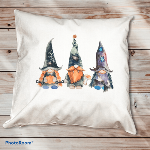 Halloween Gnome Pillow Cover - White Pillow - 18”x18”