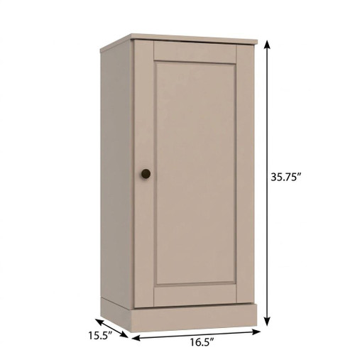 17" Beige Solid Wood Free Standing Single Door Linen Cabinet