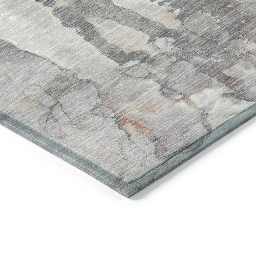 9' X 12' Copper And Gray Abstract Washable Indoor Outdoor Area Rug