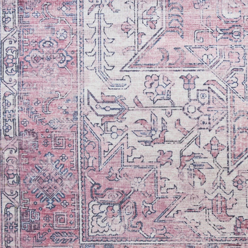 10' Pink Floral Distressed Runner Rug