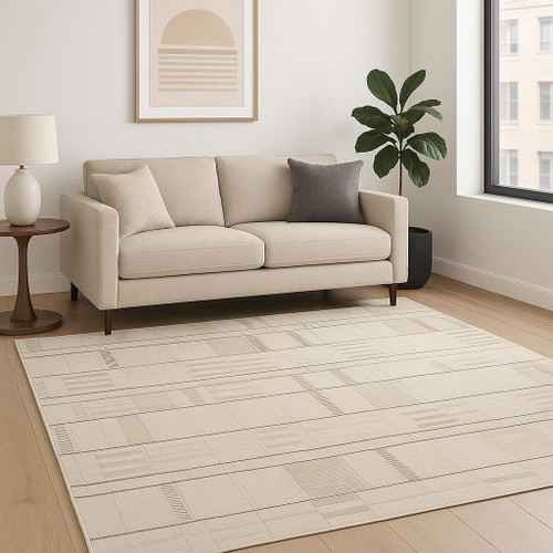 5' X 7' Gray Geometric Power Loom Area Rug