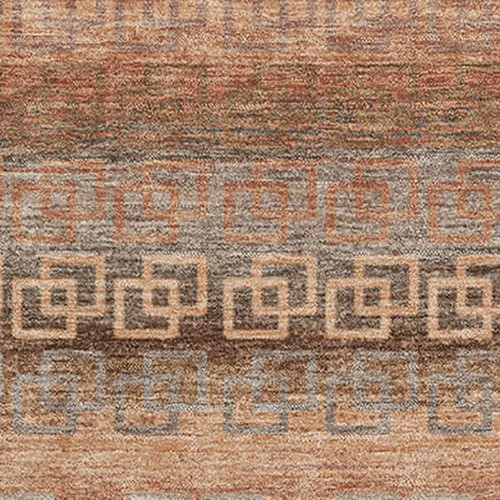 10' X 14' Copper And Rust Striped Washable Area Rug With UV Protection