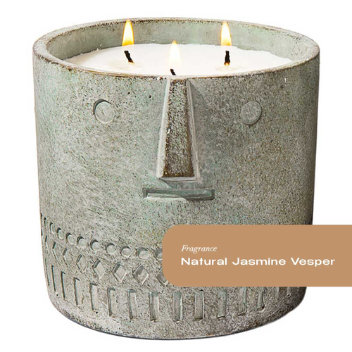 Natural Jasmine Vesper Stone Face Candle 