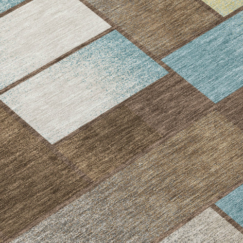 8' X 10' Brown And Gray Geometric Washable Indoor Outdoor Area Rug