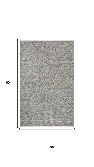 5' X 8' Brown And Natural Wool Hand Woven Area Rug