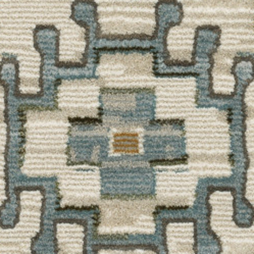 8' X 11' Ivory Blue And Brown Floral Area Rug With Fringe