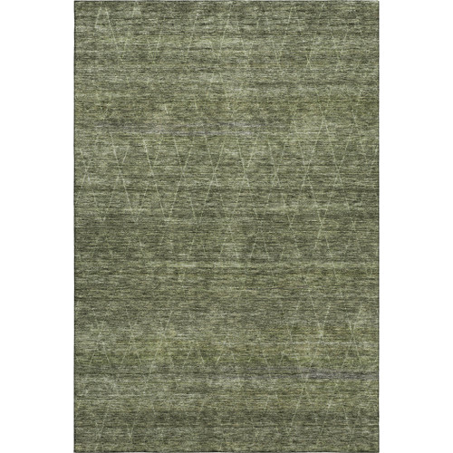 10' X 14' Olive Green And Gray Geometric Washable Area Rug With UV Protection