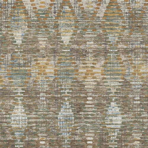 5' X 8' Brown And Khaki Floral Medallion Washable Indoor Outdoor Area Rug