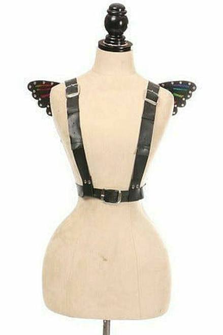 Vegan Leather & Rainbow Small Butterfly Wing Harness