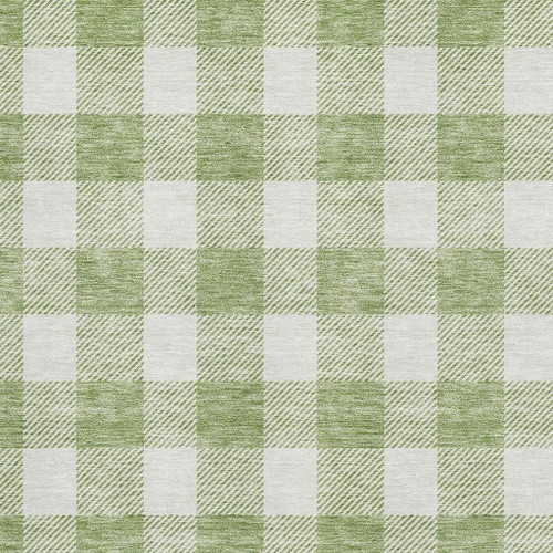 3' X 5' Artichoke Green And Ivory Plaid Washable Area Rug With UV Protection