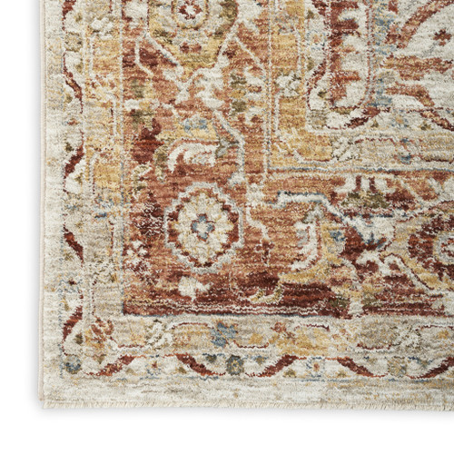 5' X 8' Ivory And Red Floral Distressed Area Rug