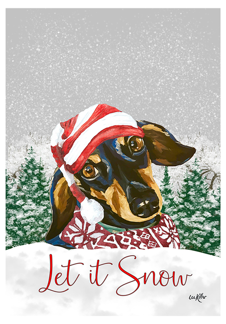 Dachshund Black/Tan  - Hippie Hound Studios Christmas  House and Garden Flags
