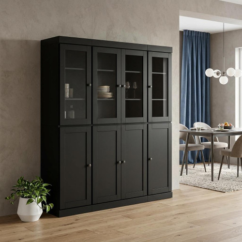 72" Black Solid Wood 8 Pantry Or Storage Closet