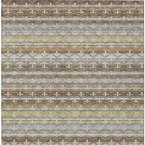 8' X 10' Chocolate And Beige Damask Washable Indoor Outdoor Area Rug