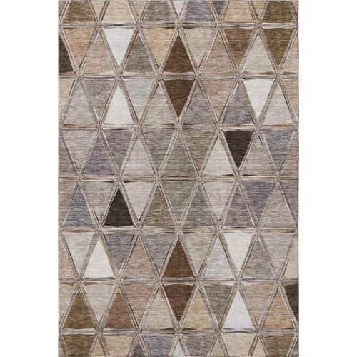 9' X 12' Brown Gray And Ivory Geometric Washable Area Rug With UV Protection