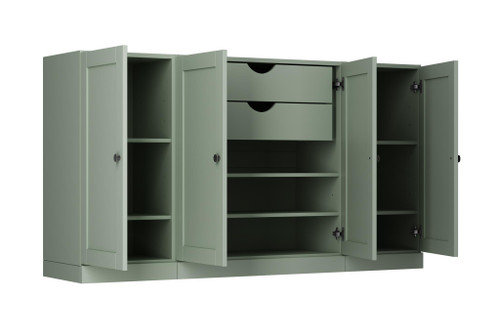 65" Sage Solid Wood Two Drawer Sideboard With Four Doors