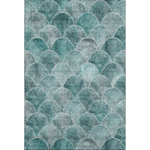 10' X 14' Teal And Ivory Abstract Geometric Washable Area Rug With UV Protection