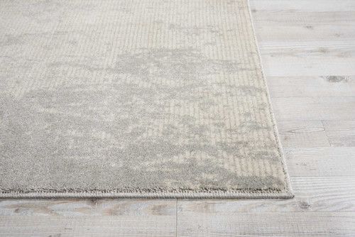 8' Ivory And Gray Abstract Non Skid Runner Rug