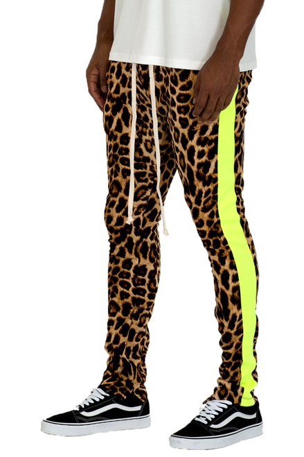 CHEETAH PRINT STRIPE TRACK PANTS