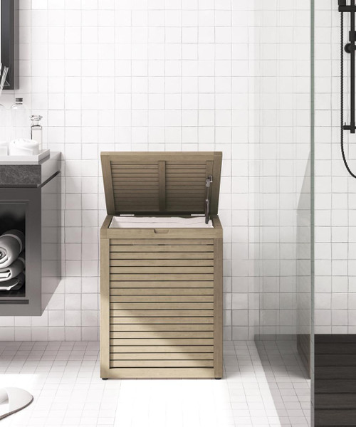 13" Brown Solid Wood Bathroom Storage Furniture Set