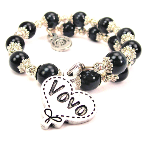 Vovo Quilted Heart Cat's Eye Beaded Wrap Bracelet