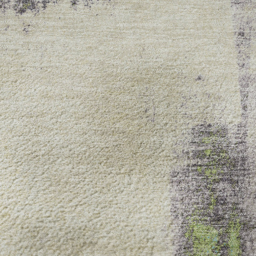 5' X 8' Linen Green And Blue Abstract Washable Area Rug With UV Protection