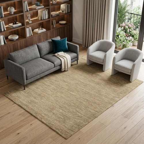 9' X 12' Brown And Natural Wool Hand Tufted Area Rug