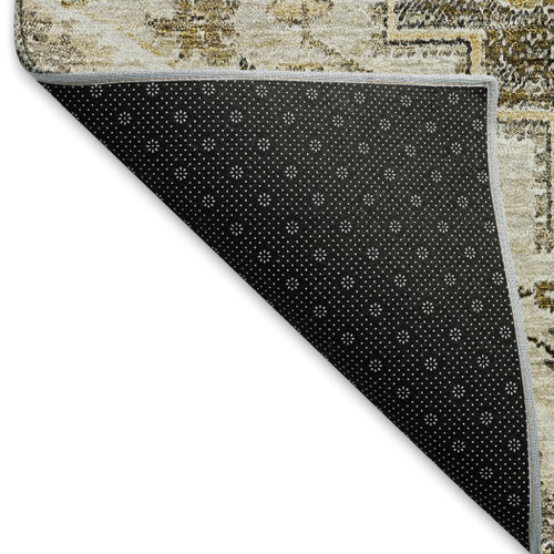 3' X 5' Brown Ivory And Taupe Floral Medallion Washable Area Rug With UV Protection