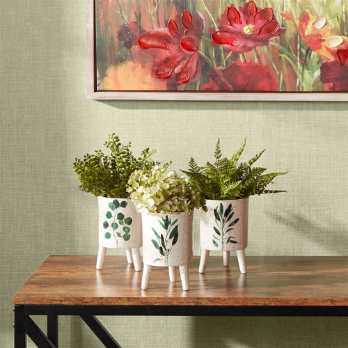 Footed Foliage Print Planter 
