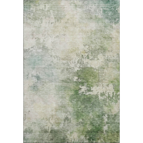 10' X 14' Artichoke Green And Beige Abstract Washable Area Rug With UV Protection