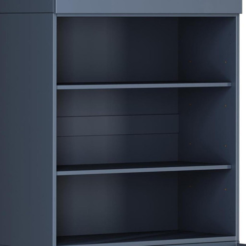 72" French Blue Solid Wood Adjustable Six Tier Library Bookcase with Two Doors