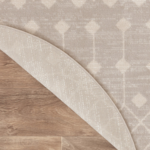8' Beige Geometric Round Rug