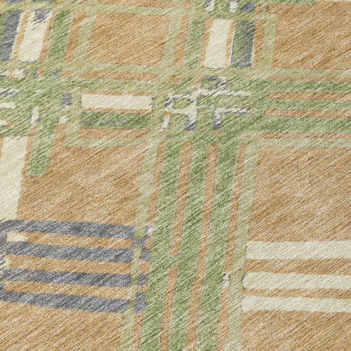 3' X 5' Gold And Brown Geometric Washable Indoor Outdoor Area Rug