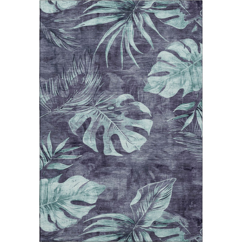 3' X 5' Blue And Green Floral Washable Area Rug With UV Protection