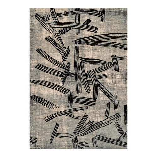 7' X 9' Gray And White Abstract Washable Area Rug With UV Protection