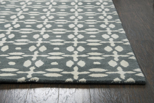 9' X 12' Gray And Beige Wool Geometric Hand Tufted Area Rug