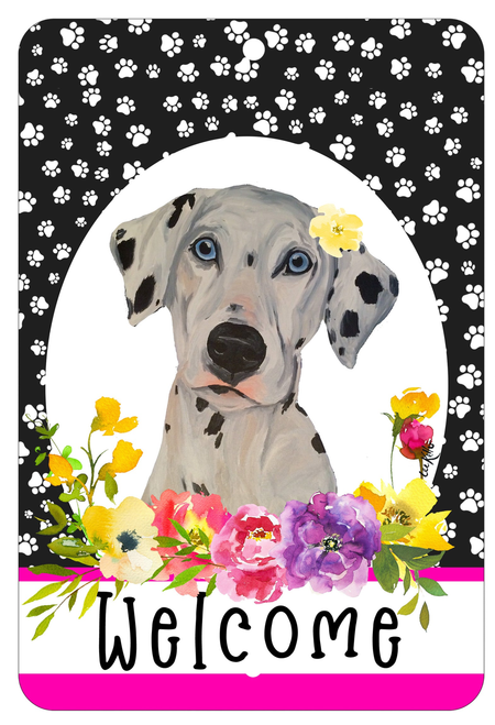 Dalmatian - HHS Paw Prints Welcome Indoor/Outdoor Aluminum Sign 